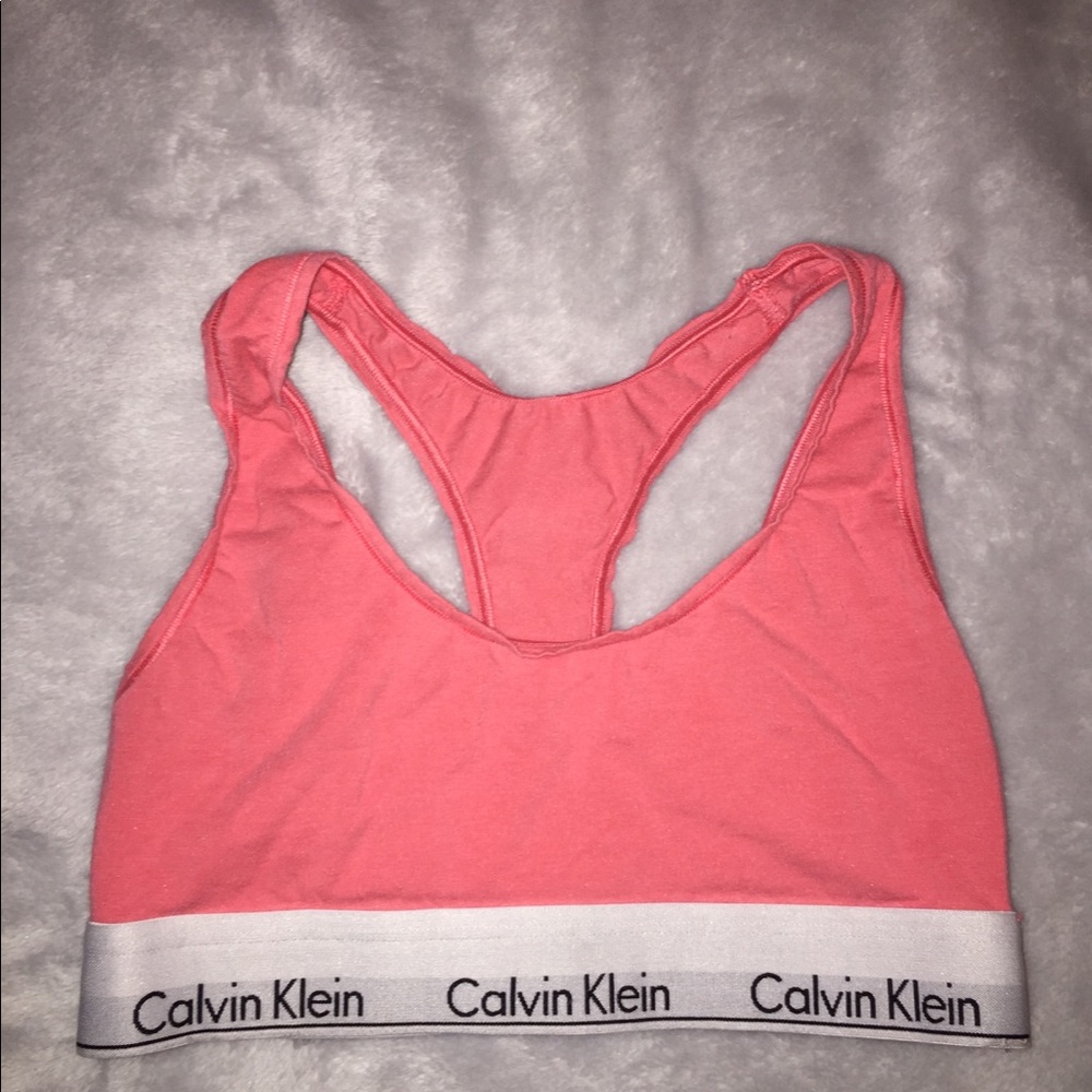 Calvin Klein Cotton Sports Bra in Coral